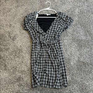 LOFT Black and White Grid Mini Dress